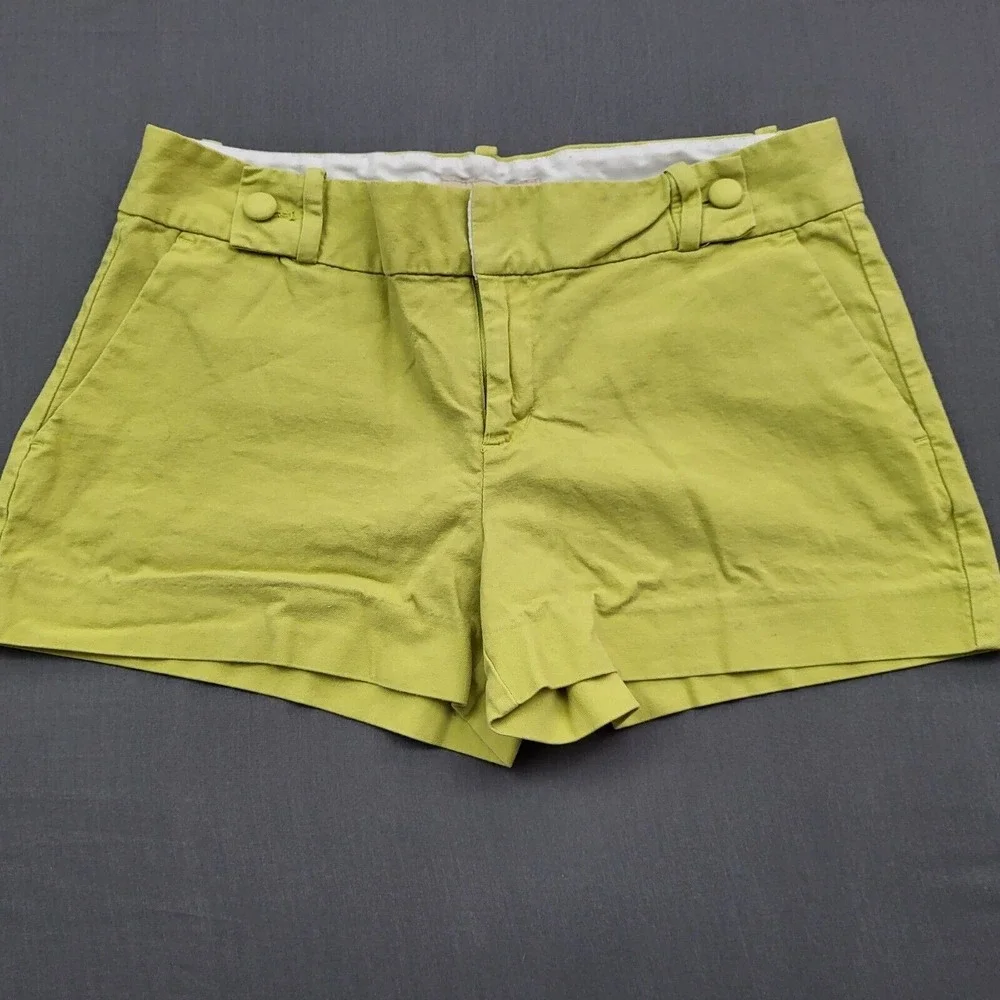 Banana Republic Ryan Fit Chartreuse Green Chino Shorts Womens Sz 6 Cotton Blend